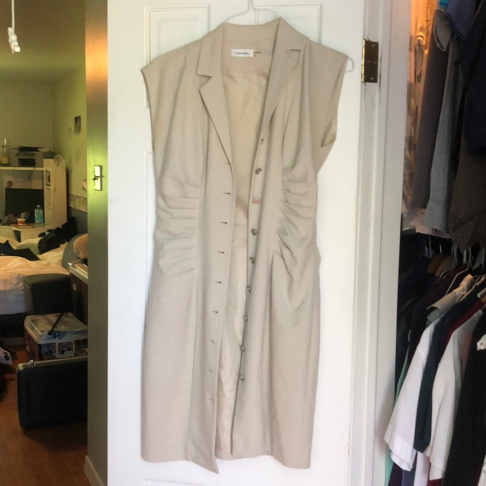 Cream Calvin Klein Womens Dress